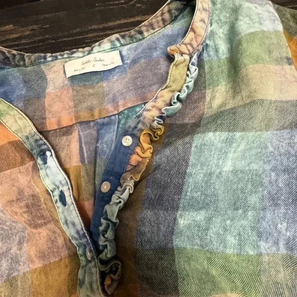 ISABELLA SINCLAIR PLAID BLOUSE SIZE SMALL - Picture 3 of 5